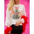 thumbnail image 4 of FOCUSNORM Women's Christmas Loose Pullover Sparkly Rhinestone Letter Print Long Sleeve Crew Neck Sweatshirt, 4 of 7