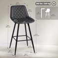thumbnail image 3 of HOMCOM Bar Stools Set of 2, Counter Height, 27.25" Kitchen Stools, Black, 3 of 10