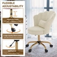 thumbnail image 4 of Hawsaiy Shell Back Home Office Chair with Lumbar Pillow, Modern Upholstered Desk Chair with Gold Metal Base, Swivel Adjustable Computer Chair for Home Office, Beige, 4 of 11