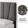 thumbnail image 4 of Twin Size Bed Frame with Adjustable Headboard and 2 Storage Drawers, Soft Upholstered Platform Bed Frames with Wooden Slats Support, No Box Spring Needed, Dark Grey, 4 of 8