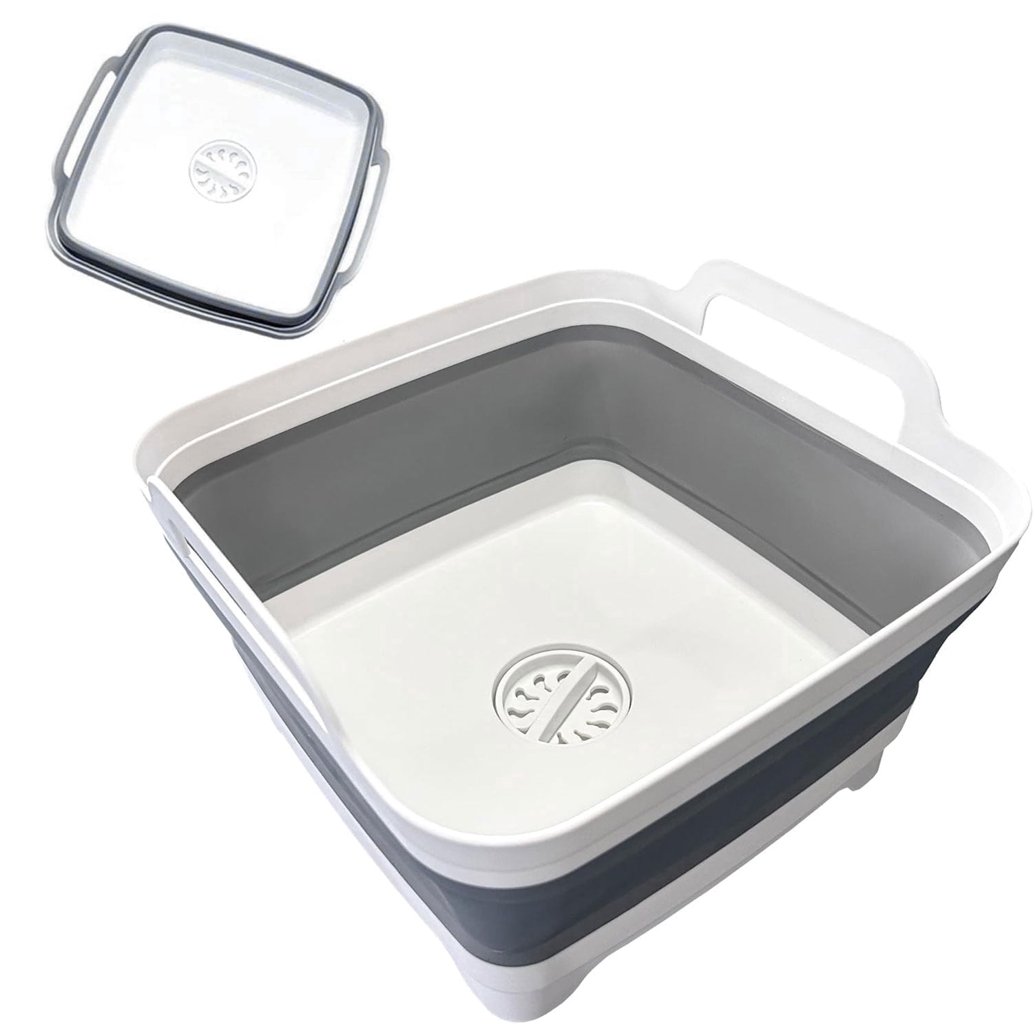 SaKaguro 8L Polypropylene Foldable Dishwasher with Drain Plug Handle, Portable, Grey, 1 Piece