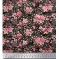 thumbnail image 1 of Soimoi Tissu en Voile de Coton Feuilles & Roses Imprimé Floral 1 Yard 56 Pouces de Large, 1 of 3