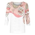 thumbnail image 4 of Chemisier pour Femmes T-shirt à Col Rond Imprimé de Pâques pour Femmes à Manches 3/4 Haut Ample, 4 of 9