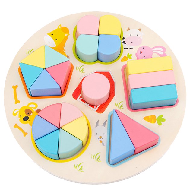 Wooden Shape Puzzle Triangle Rectangle Shape Sorter Toy Early Educational Toy
