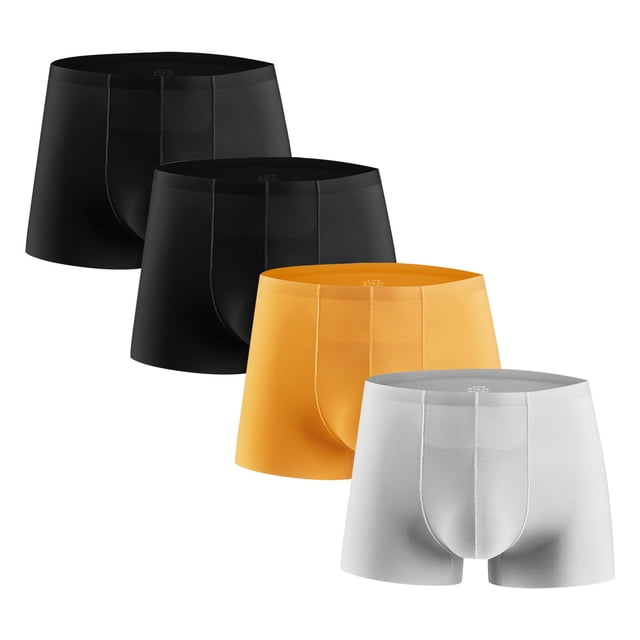 Plebaso Mens 4 Pack Boxer Briefs Breathable Stretch Underwear Soft Boxers for Men Short Leg Underpants
