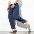 thumbnail image 2 of Pantalon de Lin Décontracté Décontracté Léger à Taille Élastique pour Hommes, 2 of 3