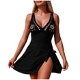 thumbnail image 1 of Nmnitkp Womens Plus Size One Piece Swimsuit V Neck Bow Knot Tummy Control Swimwear Bathing Suit Full Coverage Swim Dress, 1 of 5