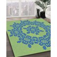thumbnail image 3 of Ahgly Company Tapis d'Intérieur Lavable à la Machine, Carré, Transitionnel, Vert Pierre Aigue-Marine, Tapis de Zone, 6 Pieds Carré, 3 of 7