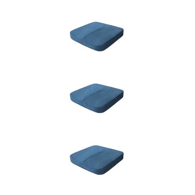 Transemion Coussin de Siège - Haute Résilience et Grand Application, Grand Coussin en Mousse à Mémoire de Forme, Velours Bleu Marine 40*40*6cm 3ensemble