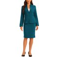 thumbnail image 1 of Unique Bargains Tailleur Blazer Sans Col et Jupe Crayon pour Femme, Ensemble 2 Pcs, Bleu Lac, L, 1 of 6
