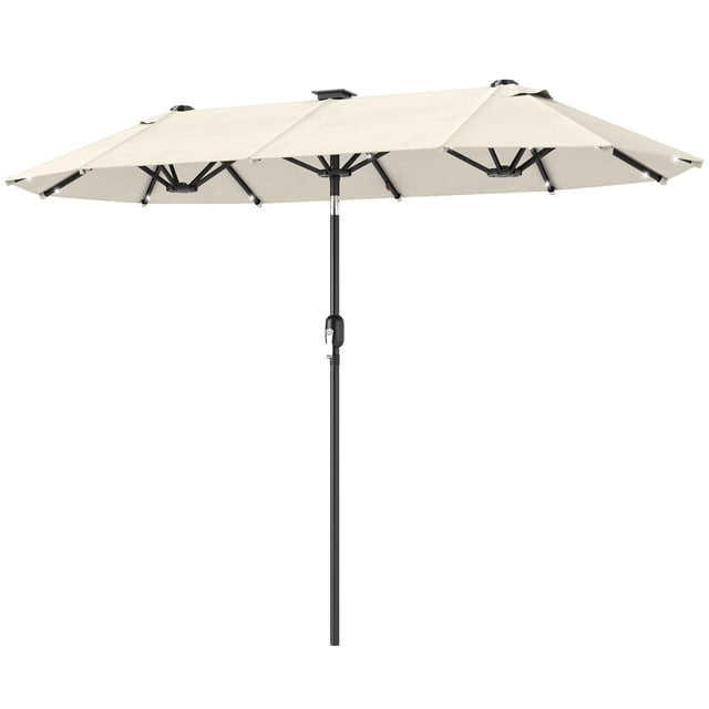 Outsunny 10ft Double-Sided Patio Umbrella, Outdoor Parasol, Beige