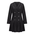 thumbnail image 4 of cfhntfmh Robes Mini pour Femmes Formelles à Manches Longues à Col à Revers Boutonnées Robe Chemise Tendance Ample Plissée Robe de Travail, 4 of 6