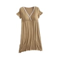 thumbnail image 3 of Sentmoon Robe de Maternité Été Surdimensionnée à Manches Courtes Robes d'Invitée de Mariage d'Été pour Femmes Col en V Couleur Unie Ample Robe Maxi Bohème Légère pour Rassemblements de Vacances Jaune G, 3 of 4