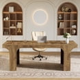 thumbnail image 3 of Tribesigns 70.9" Executive Office Desk, Large Workspace Computer Desk, Rustic Wooden Writing Table Simple Business Furniture with Arched Design for Home Office, 3 of 5