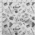 thumbnail image 3 of Soimoi Musical Instruments Print, Poly Taffeta Fabric, Decor Sewing Fabric by The Yard 56 Inch Wide, Decorative Fabric for Outdoor Upholstery, Umbrellas and Home Accents, White & Black, 3 of 5