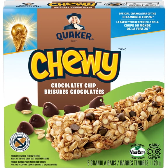 Quaker Chewy Barres tendres Brisures chocolatées 5 unités