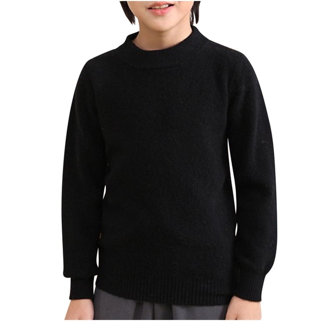 MeetoTime 4-18 Years Children's Knitted Undershirt Solid Color Thick Half High Neck Long Sleeved Pullover Top