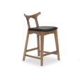 thumbnail image 1 of Crotone Mid-Century Modern Square Faux Leather Counter Stool in Black, 1 of 5