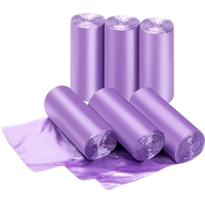 Petit sac poubelle - 6 Rouleaux 1.2 Sac à ordures Gallon 5 Sacs de poubelles Liter Liter Sacs à déchets Purple Liners pour la cuisine et le bureau 240 Nombre