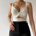 thumbnail image 2 of Pompotops Femmes Uni Aguichant Appliqués Sans Manches Chandail Sans Manches Gilet Débardeur Court Hauts Chemises, 2 of 7