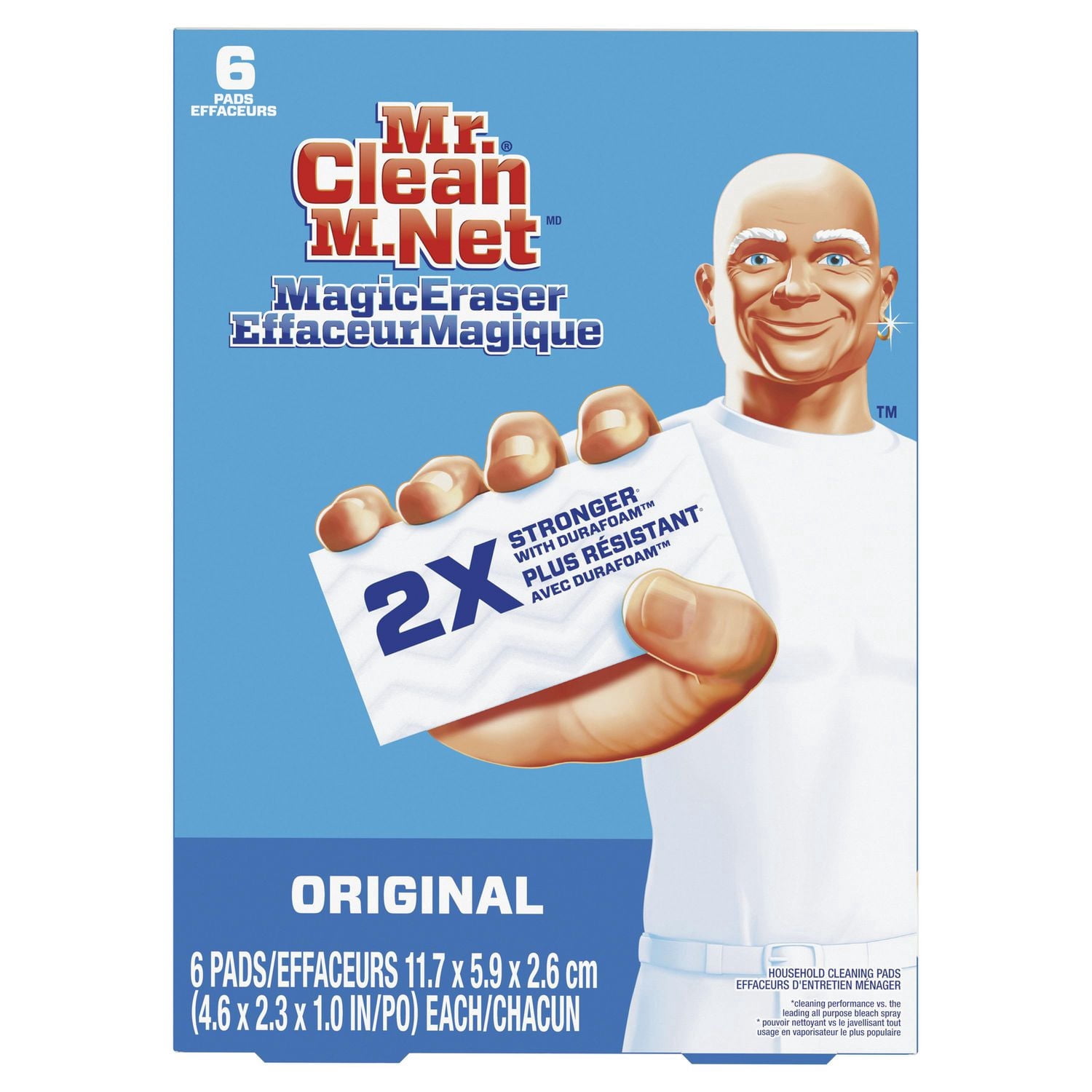 Éponge Magique Mr. Clean, Nettoyant Tout Usage, Éponge de Nettoyage, Nettoyant pour Murs, Original, 6 Comptes