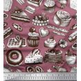 thumbnail image 1 of Soimoi polyester Crepe Fabric Cupcake,Donut & Cookies Food Decor Fabric Printed Yard 52 Inch Wide, 1 of 3