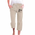 thumbnail image 1 of Capris Décontractés en Coton et Lin Imprimé Taraxacum Taille Haute pour Femmes, 1 of 4