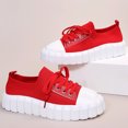 thumbnail image 4 of LOVZFMLL Espadrilles à Plateforme pour Femmes Chaussures Basses en Toile Décontractées Classiques Tendance à Lacets à Enfiler pour Marche Rouge 6.5, 4 of 5