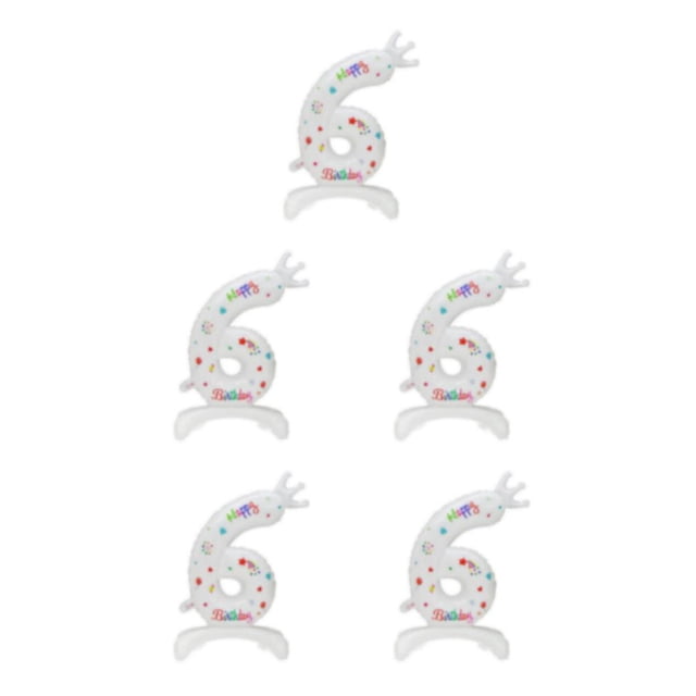Thinsony Spherical And Beautiful White Digital Balloons - For Party Decorations Aluminum Number 6 5Set