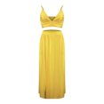 thumbnail image 2 of Vêtements de Mode pour Femmes Mode Unie Superposée Sans Manches Jupe à Ouverture de Fourche Ensemble 2 Pcs, 2 of 9