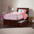 thumbnail image 1 of Portland Twin XL Wood Platform Bed with Footboard & Storage Drawers in Walnut, 1 of 8