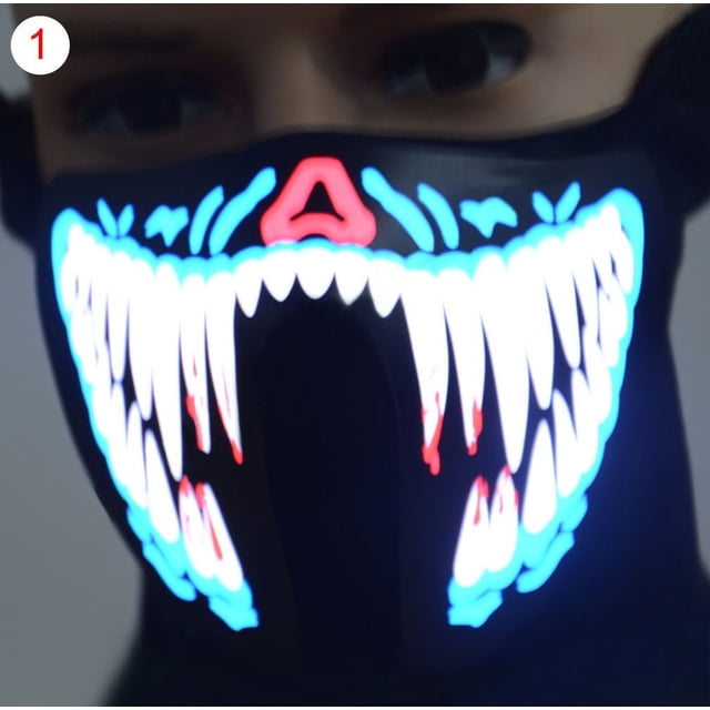 LED Luminous Flashing Face Mask Party Masks Light Up Dance Halloween Cosplay