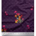 thumbnail image 1 of Soimoi Polyester Crepe Fabric Dot,Leaves & Periwinkle Floral Fabric Prints by Yard 42 Inch Wide, 1 of 3