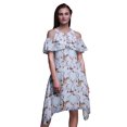 thumbnail image 1 of Bimba Tunique à Épaules Dénudées Imprimée Oiseau Bleu pour Femmes Robe de Soirée Col Rond - Très Grand, 1 of 6