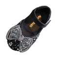thumbnail image 1 of MEZZALL Sandales pour Filles Mode Printemps Été Fête Robe Danse Spectacle Chaussures de Princesse Perle Strass Nœud Bout Rond Talon Bas Confortables Adorables Chaussures pour Tout-Petits, Noir, 10-10,5 Ans, 1 of 6