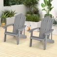 thumbnail image 2 of Patiojoy 2 Pcs Chaise Adirondack Hanches Chaise Adirondack avec Porte-Gobelet Grain de Bois Réaliste Chaise d'Extérieur Résistante aux Intempéries pour Capacité de Poids de 380 Lb Gris Pâle, 2 of 10