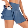 thumbnail image 5 of Mrat Jupe Crayon Classique pour Femme Faux Deux Pièces Course Décontractée Été Sports Exercice Shorts Gym Yoga Jupe de Tennis avec Poche Jupe Évasée S-50 Bleu m, 5 of 5