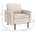 thumbnail image 3 of HOMCOM Fabric Accent Chair Modern Armchair w/ Metal Legs Side Pockets Cream, 3 of 10