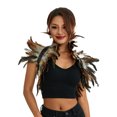 thumbnail image 1 of Fortune Cape Gothique à Plumes pour Femmes Halloween Cosplay Fête Châle à Lacets Boléro, 1 of 8
