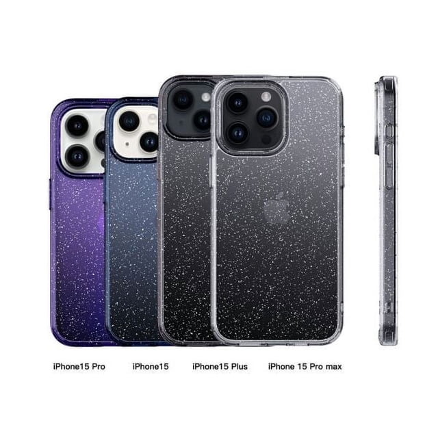 Suitable for 15 Case Glitter Clear Glitter Shockproof Protective Phone Cases Sparkle Bling Anti-Scratch Hard PC Back Soft