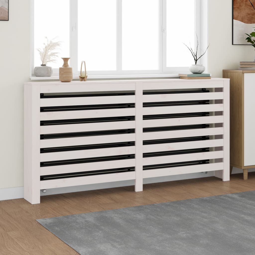 vidaXL Cache-Radiateur Blanc 169x19x84 cm Bois Massif de Pin