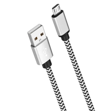 Câble Micro USB 10 Pi, Câble de Chargeur Android ROFAY pour Synchronisation de Données et Charge Rapide, Cordon Tressé en Nylon Compatible avec TV Stick, PS4, Chromecast, Banque d'Alimentation, Téléphone Android, Blanc