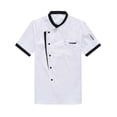 thumbnail image 1 of serony Chef Jacket Men Chef Coat Skin Friendly Chef Uniforms O-Neck Cheap Short Sleeve Tops Bakery Cooking Clothes Work Wear White M, 1 of 9