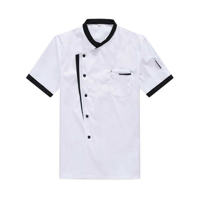 serony Chef Jacket Men Chef Coat Skin Friendly Chef Uniforms O-Neck Cheap Short Sleeve Tops Bakery Cooking Clothes Work Wear White M