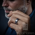 thumbnail image 4 of Men's Titanium Wedding Ring Band with Dragon Design Over Blue Carbon Fiber Inlay and Blue Cubic Zirconia, 4 of 6