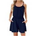 thumbnail image 1 of Timegard Rompers for Women Scoop Neck Elastic Waist Short Jumpsuit Casual Comfy Solid Color Outfits, 1 of 9