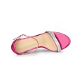 thumbnail image 4 of BLISSFUL STEP Women's Sandals Rhinestone Chunky Heel Ankle Strap Open Toe Party Shoes Hot Pink 8, 4 of 7
