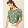 thumbnail image 2 of INSPIRE CHIC Haut Floral Élégant pour Femme à Manches Courtes Froncées, Coupe Régulière, 2 of 4