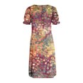 thumbnail image 4 of Lenago Summer Plus Size Summer Dresses Dress For Womens Summer Floral Printed Irregular Hem Dress V Neck Short Sleeve Button Dresses Party Beach Dresses on Clearance, 4 of 5