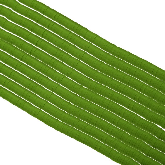 Unique Bargains Entretoise de Perles en Argile Polymère 6 mm, 3500 Pcs 10 Brins Ronde Plate Faite à la Main, Verte